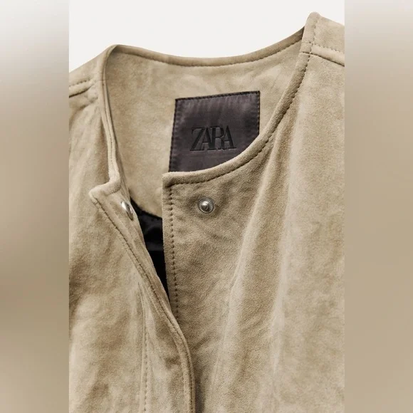 NWT ZARA 100% GENUINE SUEDE JACKET ZW COLLECTION Size S - Picture 11 of 16